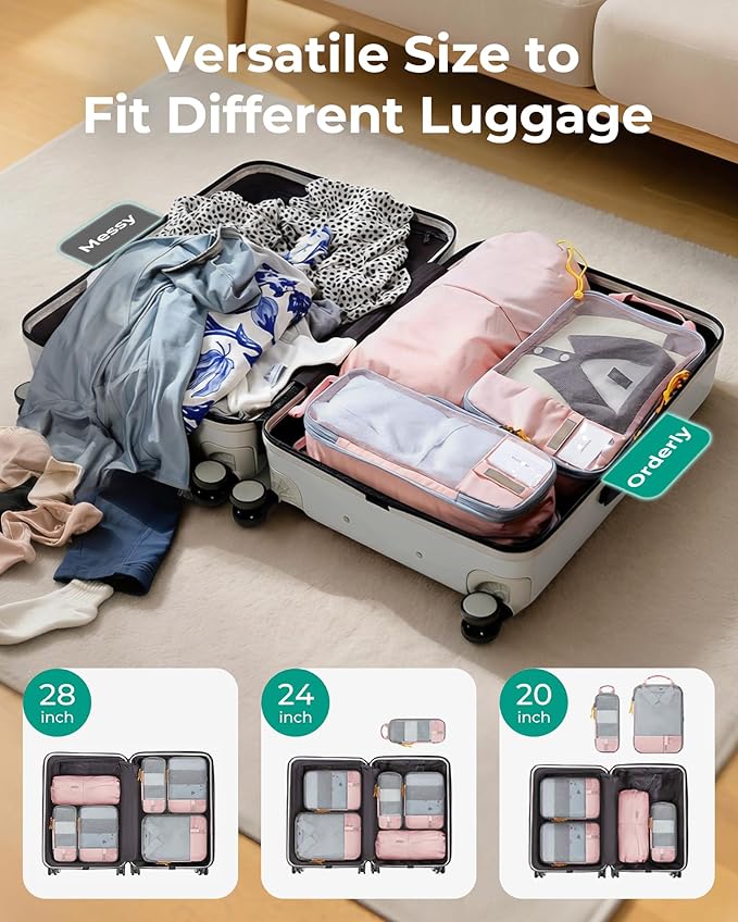BAGSMART Compression Packing Cubes for Travel Essentials | 14 Set /6 Set /4 Set/2 Set, Lightweight, Durable - Image 4