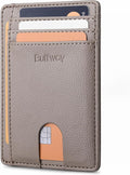 Buffway Slim Minimalist Front Pocket RFID Blocking Leather Wallets for Men and Women - Lichee Khaki by Buffway