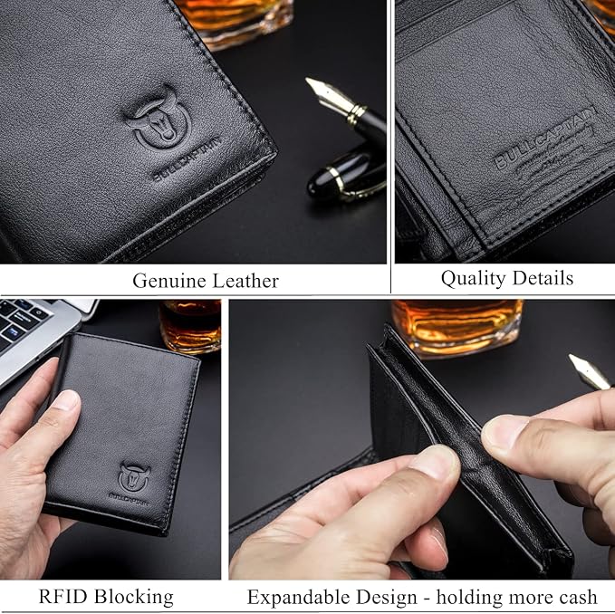 BULLCAPTAIN Large Capacity Genuine Leather Wallet for Men QB-027 | Bifold Wallet,RFID Blocking,Credit Card Holder,15 Card Slots,Special Expandable Design,gift choice - Image 6