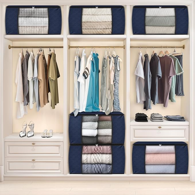90L Clothes Storage, Foldable Thick Fabric Blanket Storage Bags | Foldable Containers with Zippers,Window and Handles for Organizing Bedroom, Closet, Comforter, Bedding,Dorm essentials - Image 7