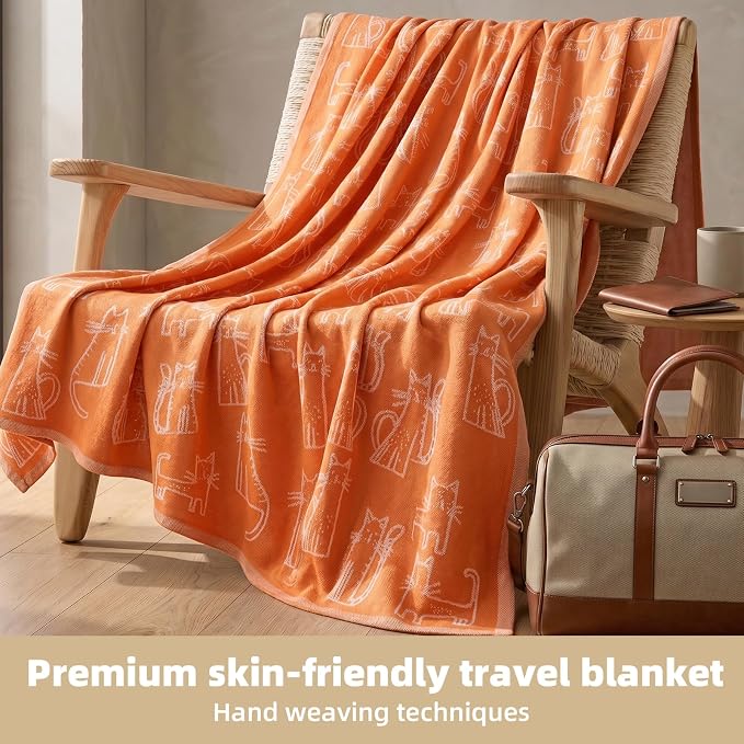 Travel Blanket Airplane - Ultra Soft & Lightweight Knit Design Compact Airplane Blanket,53x72 Inch,Stylish Travel Shawl Wraps for Flights,Office,Home Use,Travel Essentials & Gifts - Image 3