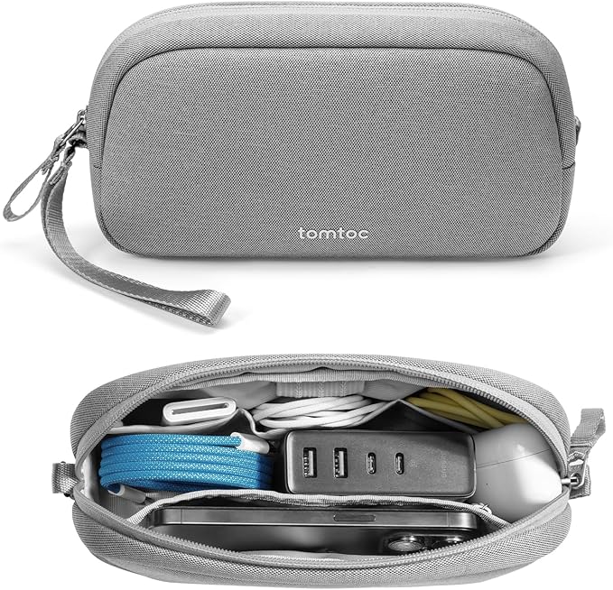 tomtoc Electronics Organizer Travel Case, Water Resistant Travel Bag Cable Organizer for Essentials, Tech Pouch Accessories Carry Storage for Cord, Phone, Cables, Airpods, USB Flash Drive, Daily Items | Water Resistant Tech Pouch Accessories Travel Bag... by tomtoc