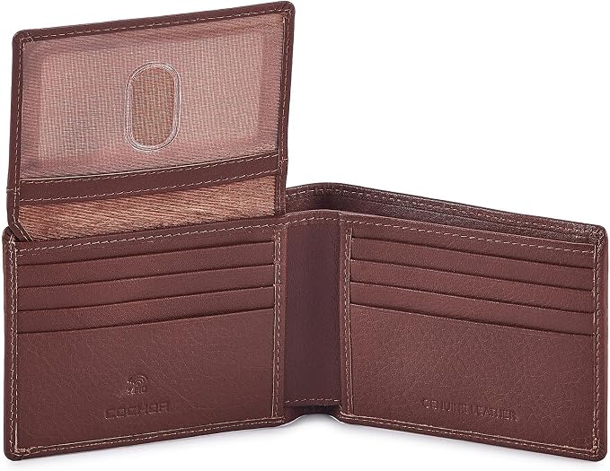 Wallet for Men Slim RFID Blocking Leather Bifold Minimalist 2 ID Windows Gift Box Carteras Para Hombres (NAPA, TAN) by Cochoa