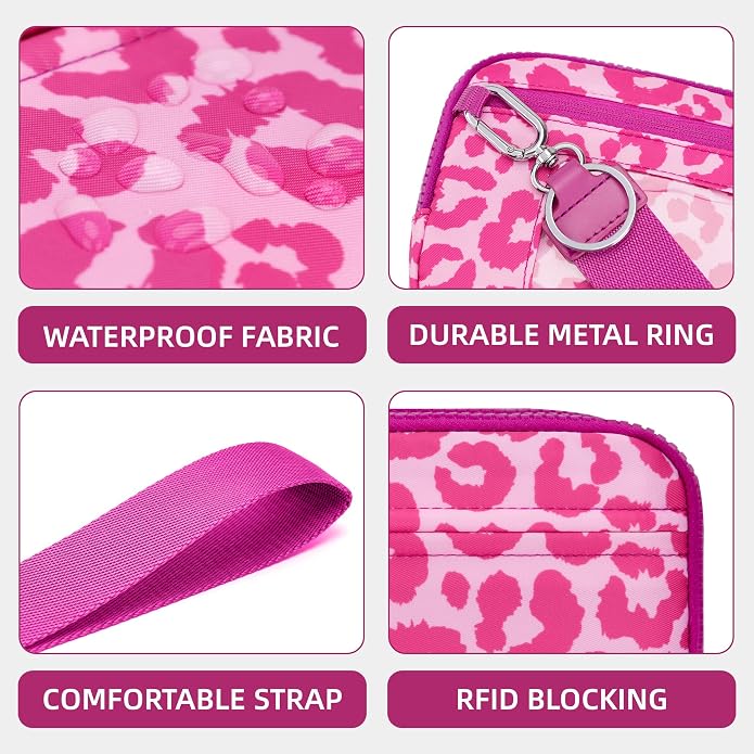 FODOKO Wristlet wallets for Women RFID crossbody bags with 4 Zippers | Checkered quilted nylon with credit card slots, cell phone organizer, and coin purse for travel and everyday carry - Image 5