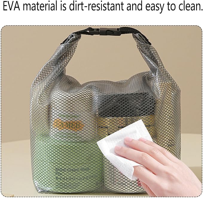Cosmetic storage bag with dry and wet separation, wash bag, hand-held bag, portable storage bag, simple style,suitable for travel, fitness, swimming, outdoor rafting (Gray, 7.1in*6.3in*9.4in) - Image 6
