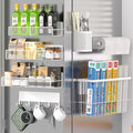 Magnetic Spice Rack for Refrigerator, 7 Pack 100% Metal Strong Magnet Shelf, Spice Organizer W/ Paper Towel Holder, Hook Rack, Utensil Caddy & Cutting Board Holder, Home Kitchen Organization (White) by DTUQYX