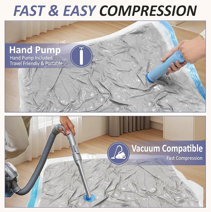 Cozy Essential Vacuum Storage Bags, 80% Compression Vacuum Seal Space Saver Plastic Packaging Bags for Clothes, Blankets, Pillow, Bedding, Comforters, Sealer Clothing Storage,25 Combo - Image 6