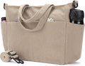 Corduroy Tote Bag for Women Crossbody Bags Lightweight Handbags Shoulder Bag with Zipper Pockets for Work Shopping by AMXNX