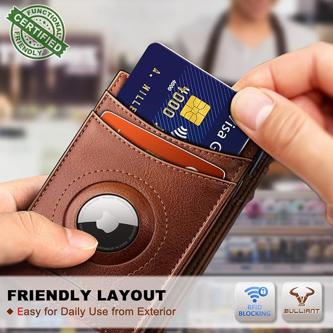 BULLIANT Magnetic Slim Leather Airtag Wallet Money Clip For Men 12Cards | RFID Blocking | Easy Access | Gift Boxed | Pocket Fit - Image 6