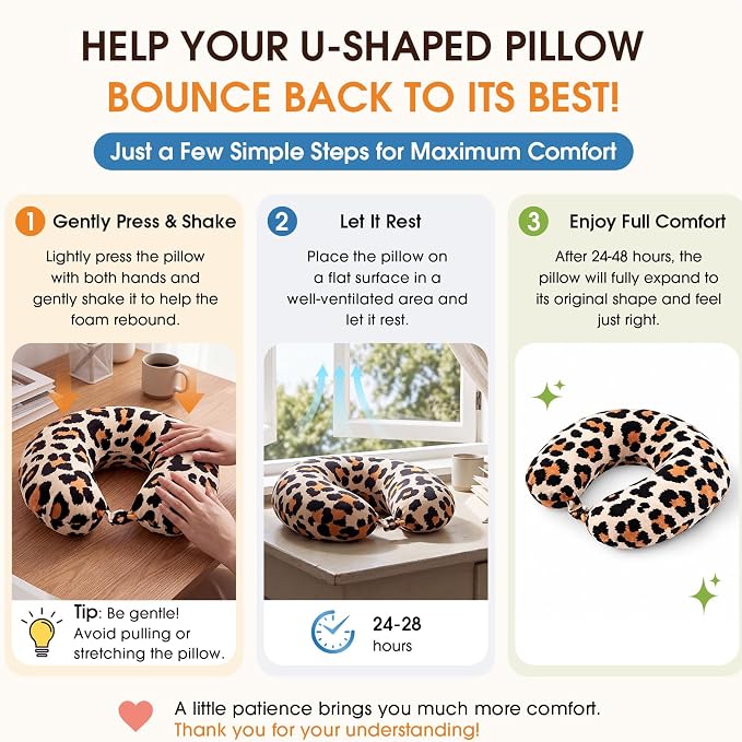 HunnmingRe 5 Pcs Travel Pillow and Blanket Set, 5 in 1 Travel Airplane Compact Includes 40 x 60 Inch Throw Blanket Eye Mask Neck Pillow Earplug and Bag Gifts for Travelers Women(Leopard Print,Brown) - Image 8