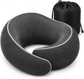Travel Neck Pillow for Airplanes, Pure Memory Foam Neck Pillow with Washable Cover and Storage Bag, Ergonomic 360° Support for Sleeping, Car, Office, Home, Black by Unknown