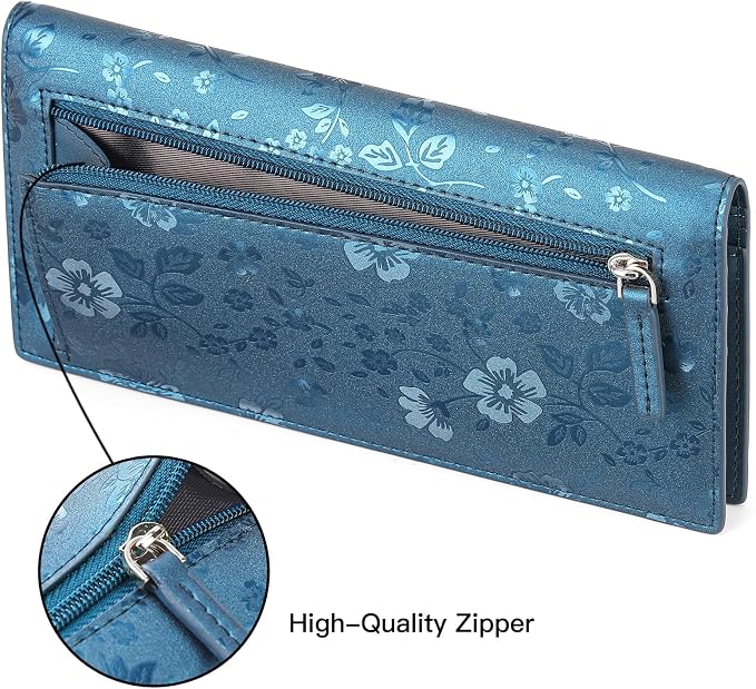 GOIACII Wallets for Women RFID Blocking Ultra Slim Leather Credit Card Holder Clutch - Image 5