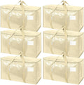 TICONN 6 Pack Extra Large Moving Bags Heavy Duty with Zippers & Carrying Handles, Durable Storage Bags Moving Boxes for Closet Organizers and Storage (6 Pack, Cream) by TICONN