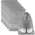 Grey Travel Shoe Bags - 5 Pcs Non-Woven Packing Bags with Clear Window | 15.7" x 11.8" Waterproof Dustproof Portable Travel Shoe Storage Bag for Men and Women by COIDEA