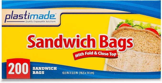 Fold Top Sandwich Bags, 400 Count Clear Plastic Lunch Baggies | Flip flap closure for school snacks, produce & portion control; no zipper design, easy open for kids, work & meal prep - Image 2