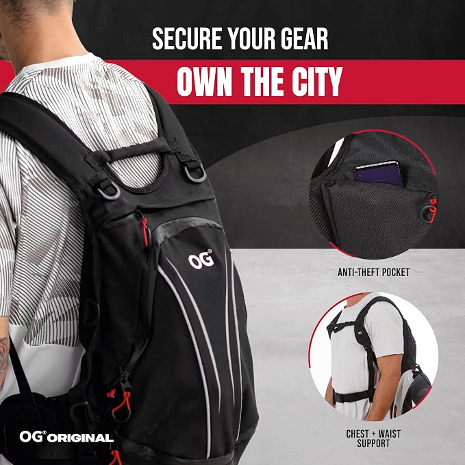 RoadRunner Waterproof Motorcycle Backpack 20L 2 Helmets Anti Theft Pocket | Lightweight design with laptop compartment, helmet strap and reflective details for motorcycle, cycling and daily use. - Image 6