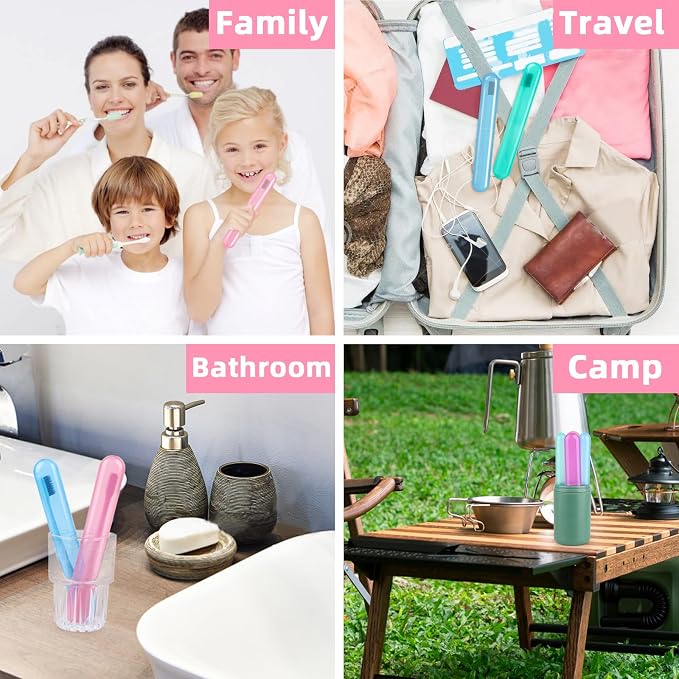 Hooqict 4 Pack Travel Toothbrush Case Portable Travel Toothbrush Holder Plastic Toothbrush Container Protector Cover Case for Traveling, Bathroom, Camping, Home, School, Business - Image 4