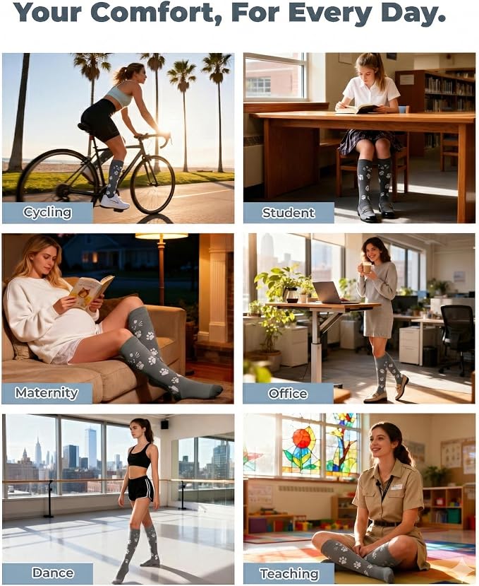 Compression Socks for Women 15-20 mmHg, Viscose from Bamboo, 3-Pair Knee High for Flying, Work & All-Day Comfort - Image 6