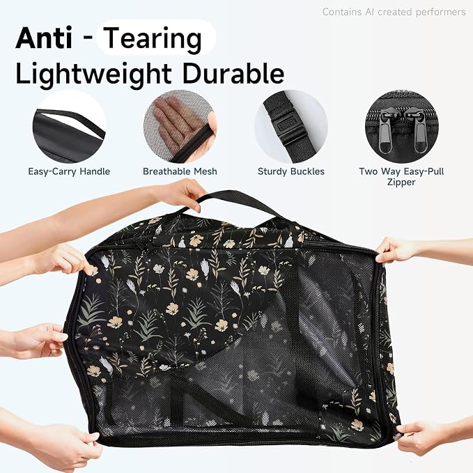 OlarHike 9 Set Packing Cubes for Travel,Gifts for Women Mom,Anti-Tearing Suitcase Organizer,with Over 1000 pcs Mesh Holes,Vacation Essentials & Accessories for Cruise Ship - Image 4