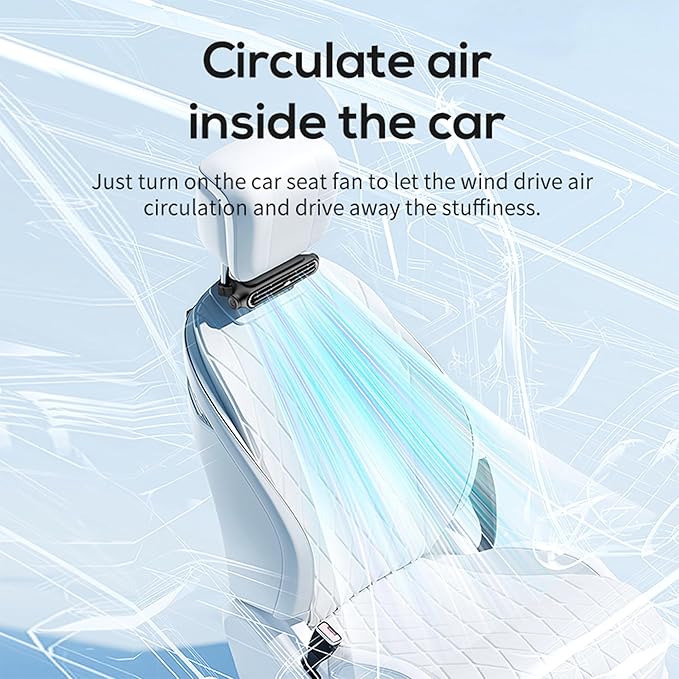 2026 Car Headrest Fan, Invisible Car Seat Cooling Fan, USB Backseat Fan Portable Vehicle Design with 3 Adjustable Wind Speeds for Most Cars Vehicle Jeep Van RV Truck - Image 5