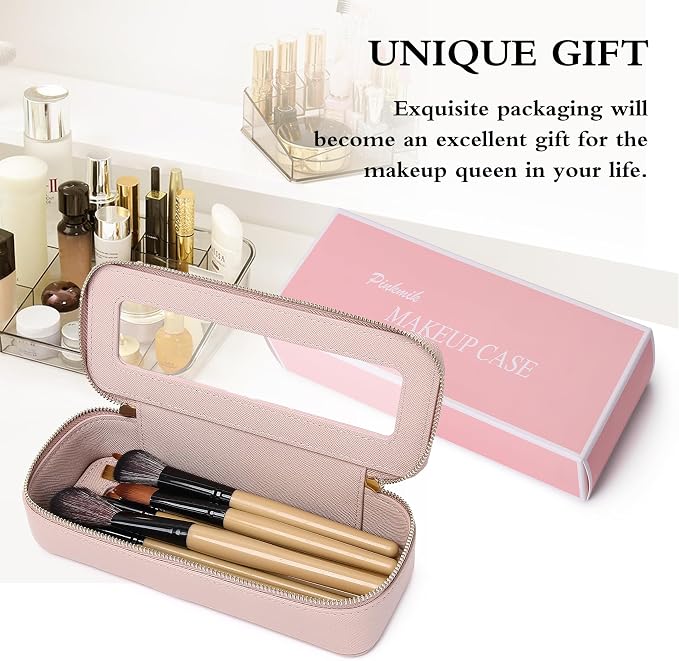 Pinkmik Makeup Brush Case Clear Travel Cosmetic Bag, (Pink, SLIM) | Toiletry Bag, Small Makeup Bag with Zipper, Purse Organizer, Car Essential Bag for Women - Image 6