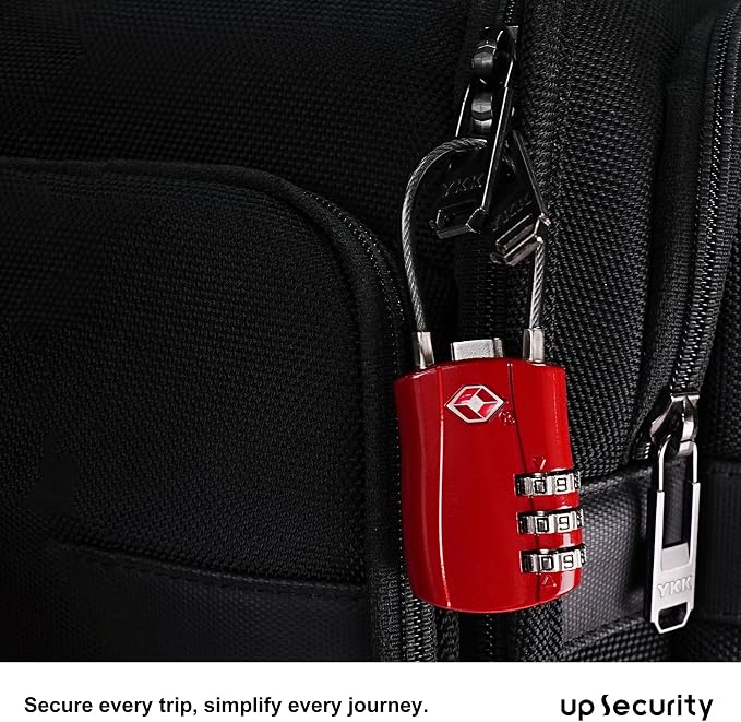 TSA Locks for Luggage, Small Padlock Combination with Cable, Luggage Locks TSA Approved, Combo Padlock with Code, for Travel Suitcase, Gym Locker, Gun Case, Backpack Zipper (Black+Red) - Image 7