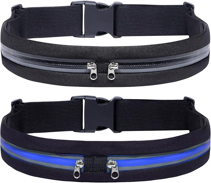 2 Pack Running Belt Fanny Packs for women and men,Belt Bag for Hiking Cycling Workout,Reflective Fanny Packs for Men Runners Belt Compatible with iPhone13,12 pro,Travelling Money Phone Holder by Herolland