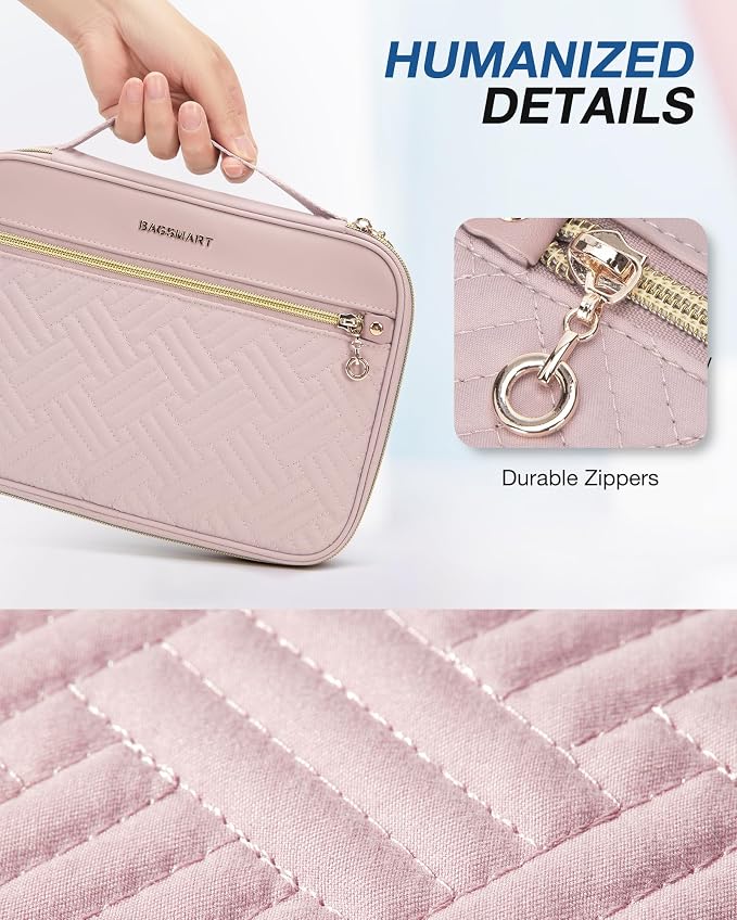 BAGSMART Electronic Organizer Case - Double Layer Cord and Tech Travel Organizer Bag for Charging Cables, Pink - Image 4