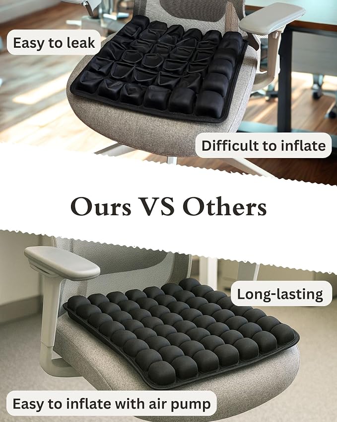 Travel Cushion, Inflatable Airplane Seat Cushion for Flights & Cars | Ergonomic design for tailbone support & pain relief. Lightweight for long flights, car, office & wheelchairs. - Image 7