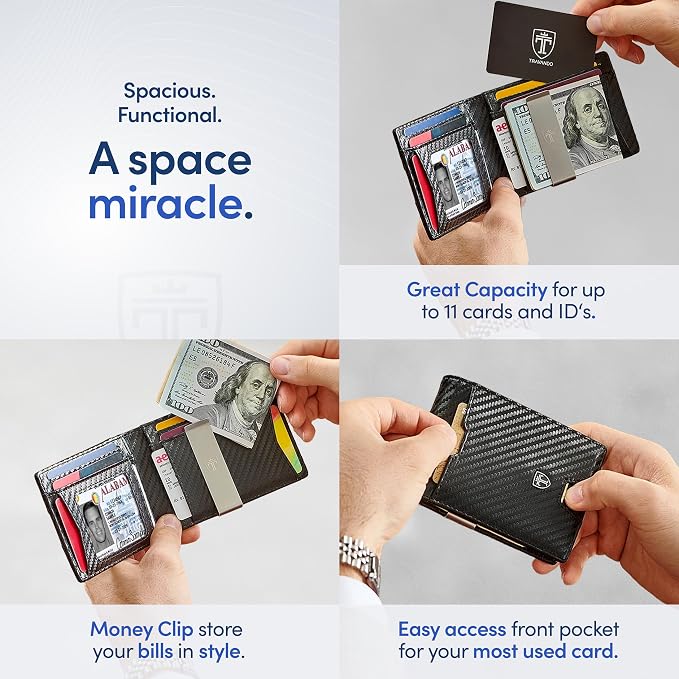 TRAVANDO Mens Wallet with Money Clip AUSTIN RFID Blocking Bifold Credit Card Holder for Men with Gift Box - Image 3