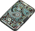 Mini RFID Aluminum Wallet Credit Cards Holder Business Card Case Metal ID Case for Men Women (Blue flower) by ELFISH