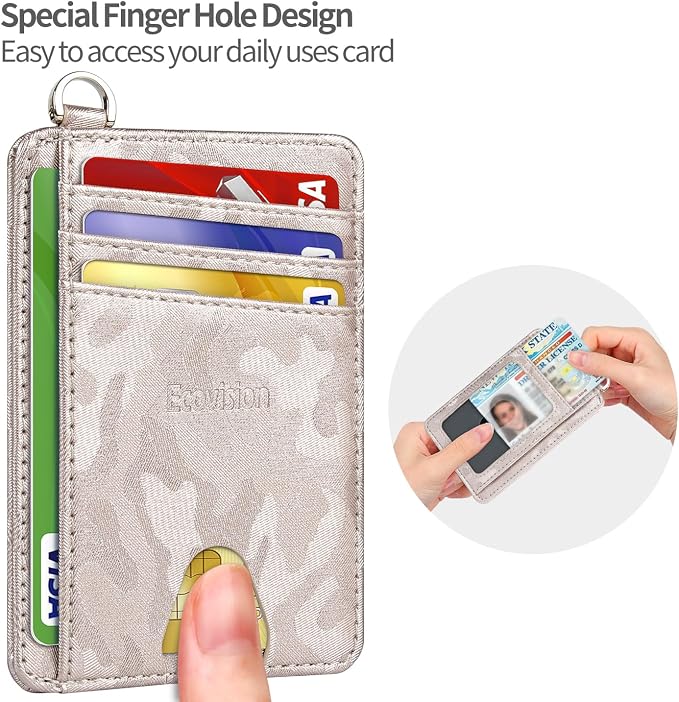 Slim Minimalist Front Pocket Wallet, RFID Blocking Credit Card Holder Wallet with Detachable D-Shackle for Men Women - Image 6
