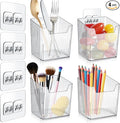 4 Pack Acrylic Wall Mount Organizer, Adhesive Cabinet Door Storage Bins, Clear Makeup Containers, Stackable Organizer Basket for Kitchen, Bathroom, Cabinet, Pantry, Office by MZYIWUU
