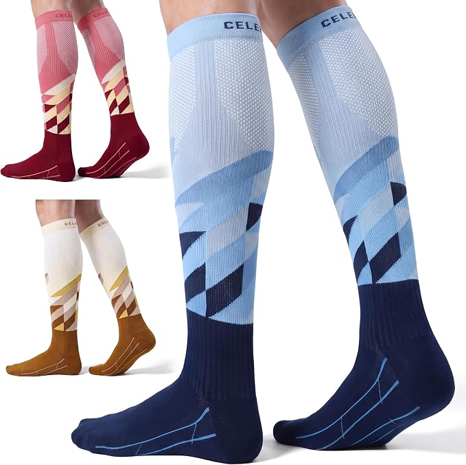 CS CELERSPORT 3/4 Pairs Compression Socks for Men Women Size 6-12 | Knee High Support Socks for Running Nurses Pregnancy Travel Daily Wear by CSCELERSPORT