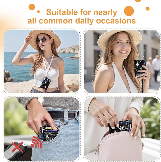 SEAVILIA Small Credit Card Holder for Women, Slim RFID Blocking Wallet | Cute Mini ID Card Case, Thin Minimalist Pocket Wallet, Gift for Girls, Sun & Moon - Image 3