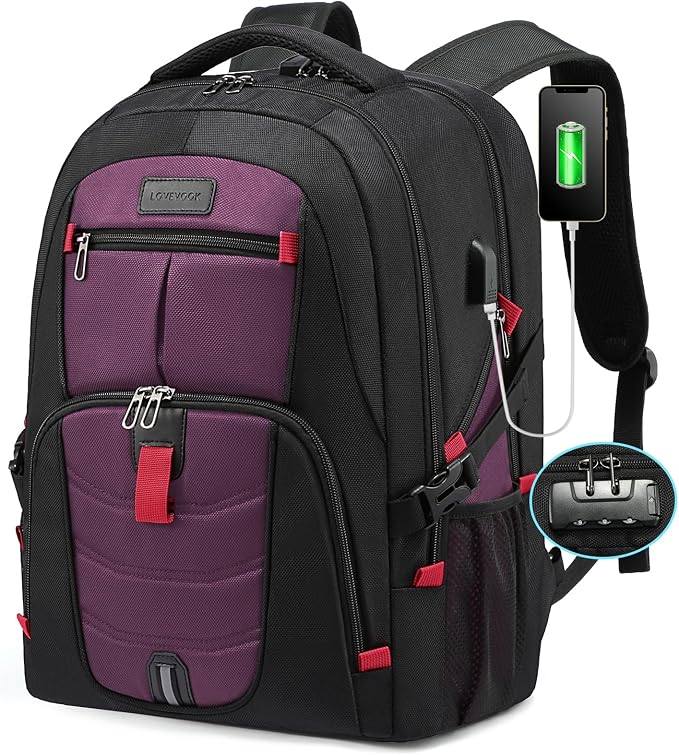 LOVEVOOK Large Laptop Backpack for Men,17.3Inch Heavy Duty Travel Backpack | TSA-Friendly with Anti-Theft,Carry On Flight Approved,College Work Bookbag,Water Resistant Business Backpack for Men Women by LOVEVOOK