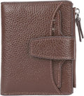 Women's RFID Blocking Leather Small Compact Bi-fold Zipper Pocket Wallet Card Case Purse with id Window by AINIMOER