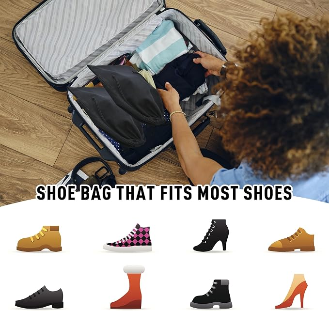 GONGKANGYUAN 2 Pack Shoe Bags for Travel Flannel Single Shoe Pouch with Drawstring for Men Women Travel Protecting Storing Shoes - Image 6