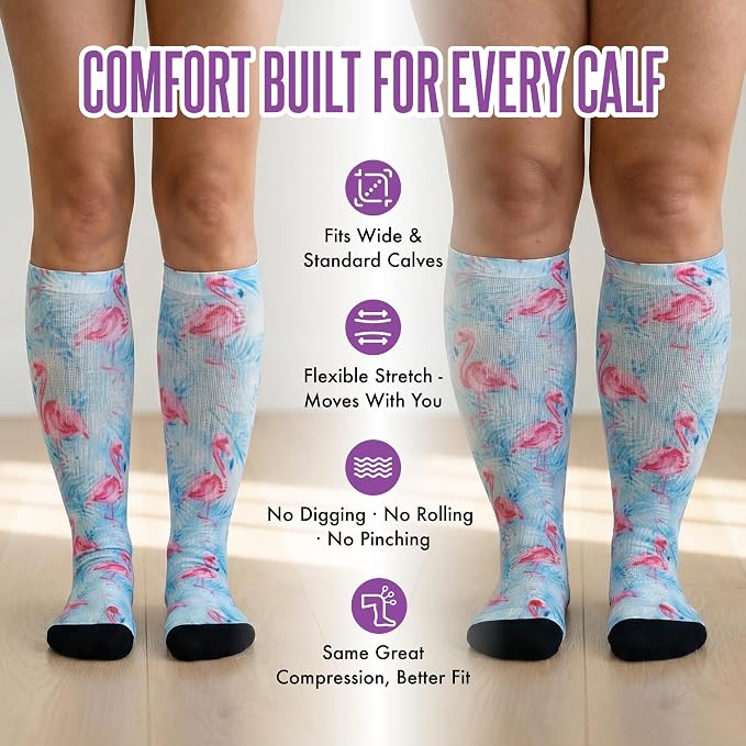 Crazy Compression Socks, Comfortable Support Socks for Recovery, Travel, Hiking, and Long-Hour Comfort w/Fun Designs - Image 8