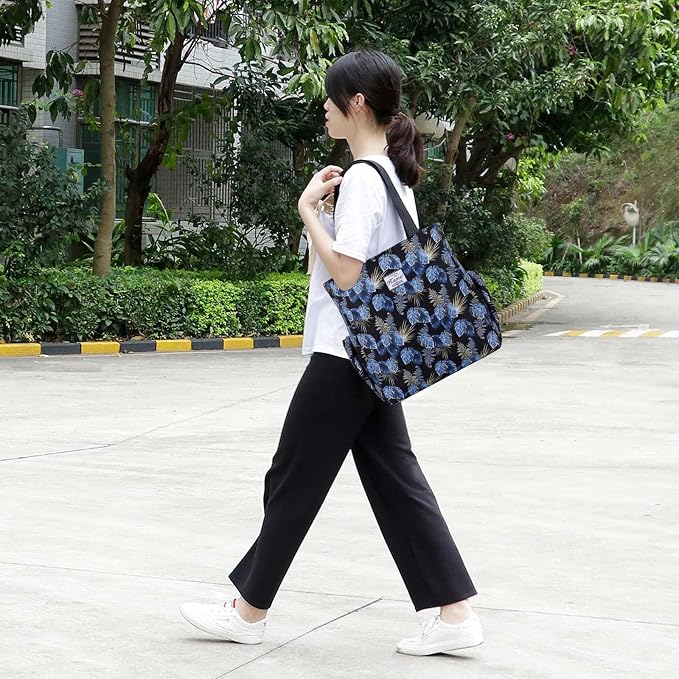 KAMO Floral Tote Bag - Waterproof Lightweight Handbags Travel Shoulder Bag for Hiking Yoga Gym Swimming Travel Beach - Image 2