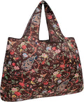 allydrew Large Foldable Tote Nylon Reusable Grocery Bags, Peacocks & Peonies by allydrew