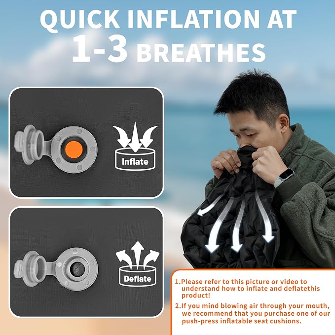 Inflatable Seat Cushion Lightweight Airplane Seat Cushion | Stadium Seat Travel Cushion for Climbing Hiking Office Airplane - Image 5