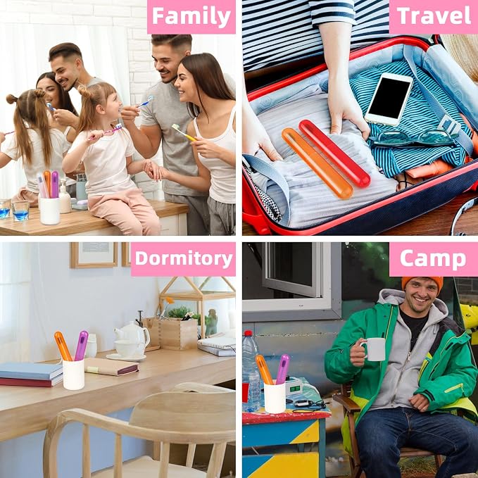 6 Pack Travel Toothbrush Case, Breathable Portable Toothbrush Holder, Plastic Toothbrush Cover Container for Couples Valentine Gifts, Traveling, Bathroom, School, Home, Business, Camping - Image 7
