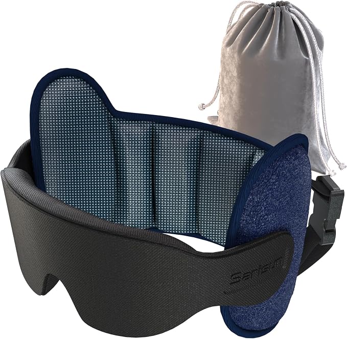 SARISUN Airplane Travel Pillow for Different Heights, Stable Head Support | Adjustable Airplane Pillow fits Travelers (4'7" to 6'4"), Attache to Seat Headrest, 360° Support on Long Flight, Mottled Blue by SARISUN