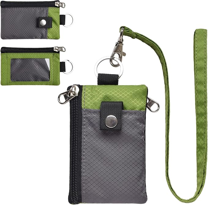 CHENSPRX Minimalist RFID Blocking Small Wallet with ID Window,WaterResistant Zip Id Case Wallet with Lanyard Keychain for Cards,Cash,Travel,Women,Men by CHENSPRX
