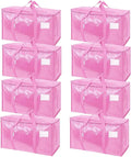 TICONN 8 Pack Extra Large Moving Bags Heavy Duty with Zippers & Carrying Handles, Durable Storage Bags Moving Boxes for Closet Organizers and Storage (8 Pack, Pink) by TICONN