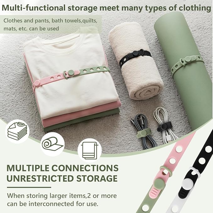 24Pcs Silicone Cable Ties Cord Organizer Cable Management - 4 Colors | Elastic Reusable Cable Straps for Earphone, Phone Charger, Computer Wires, Cap in Home,Office,Kitchen,School,Travel,Hiking - Image 6