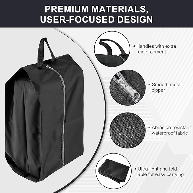 Shoe Bags for Travel, 4 Pack Extra Durable Travel Shoe Bags for Storage and Packing, Reusable Water-proof Shoe Bag with Smooth Zipper, Portable Travel Essentials - Image 3