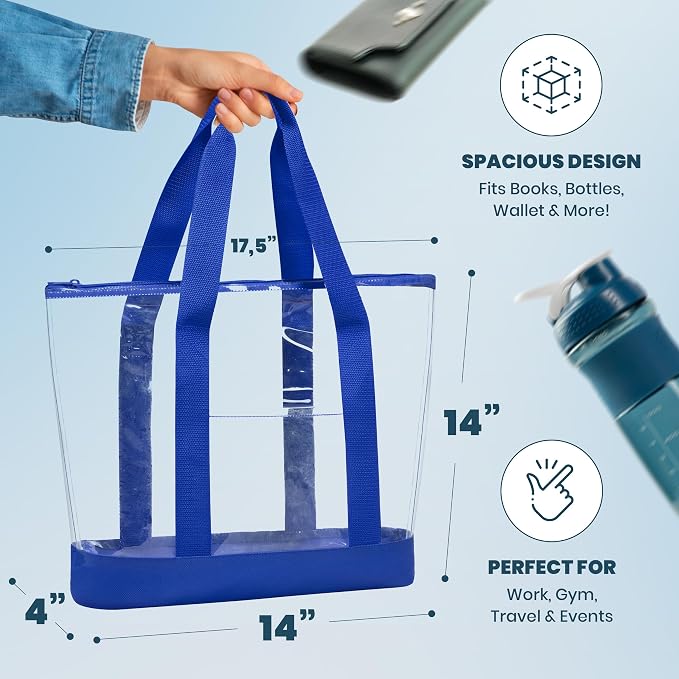 Handy Laundry Clear Tote Bag - Zipper Closure, Long Shoulder Strap, Fabric Trimming. - Image 2