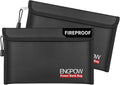 ENGPOW Fireproof Organizer Travel Safe Bag, Portable Electronic Carry Case | Heat Insulated＆Explosion-Proof, Home Travel Storage for Power Bank,Phone,Cables,USB Drive,Charging Protection, 2 Pack, Black by ENGPOW